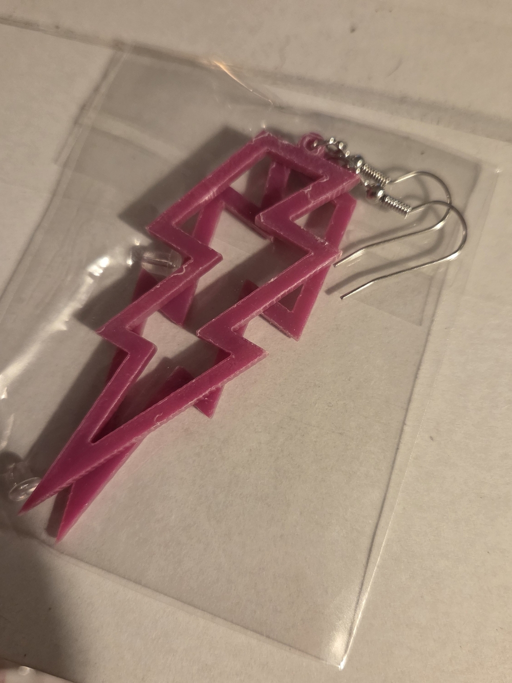 Fushsia Geometric Lightning Bolt Earrings NWOT